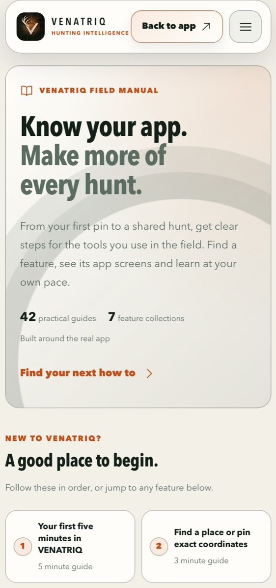VENATRIQ Field Manual with feature collections and step-by-step how-to guides